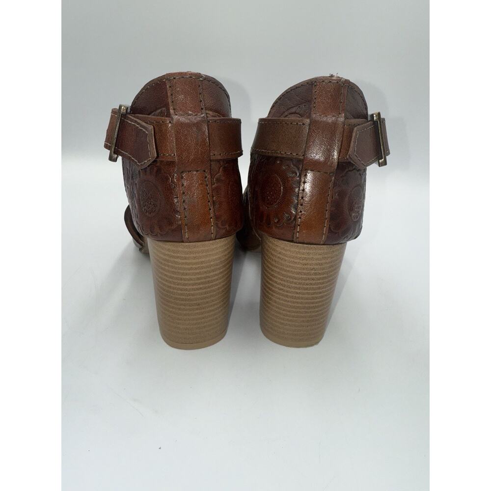 Roper Mika Floral Embossed Peep Toe Zippered Shootie Pumps Womens Size 5 - Picture 9 of 16